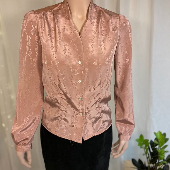 Silky vintage retro button down - Picture 2 of 8